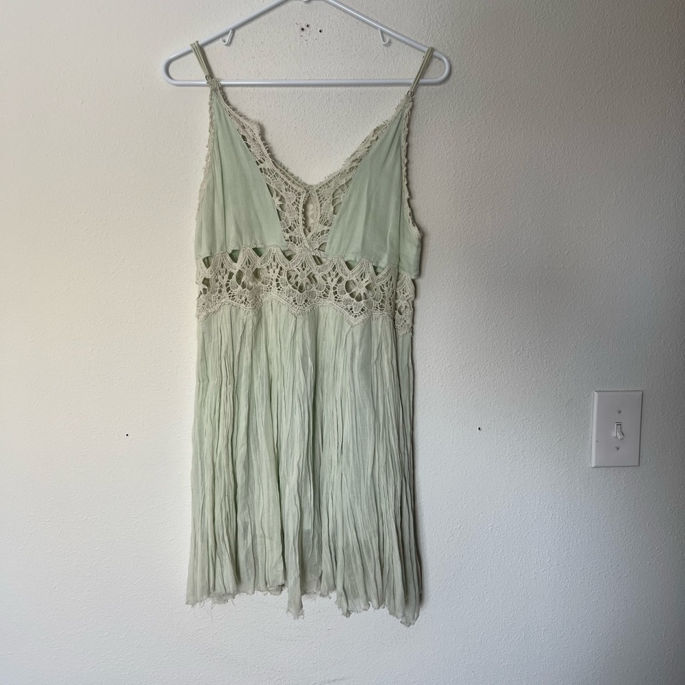 Free People Mini Dress in Green - Size XS